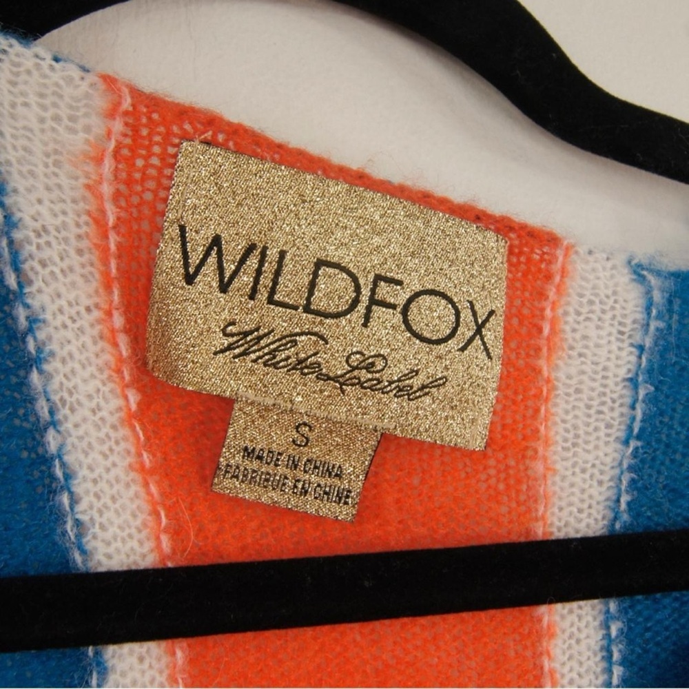 Vintage Wild Fox Indie Union Jack British Flag Knit Wool Pullover Sweater - Picture 5 of 6